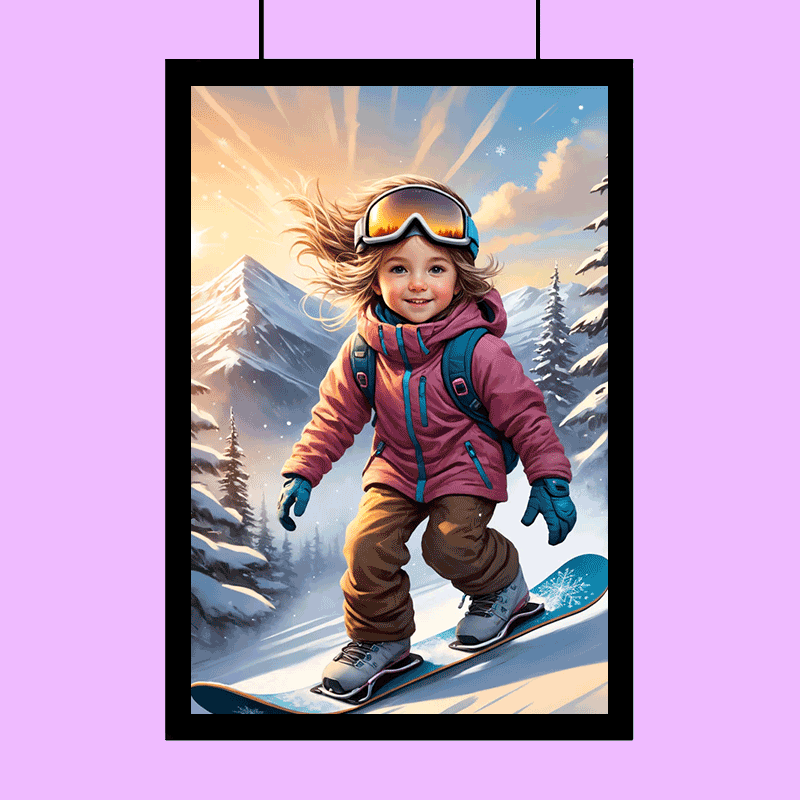 Mountain Snowboarder Girl